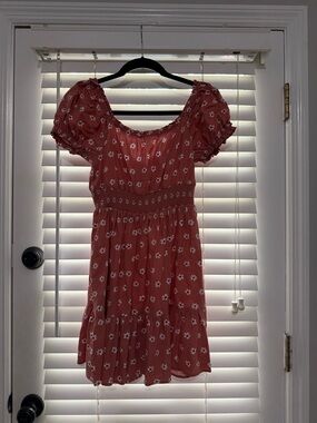 Altar'd State Pink Puff-Sleeve Floral Smocked Mini Dress